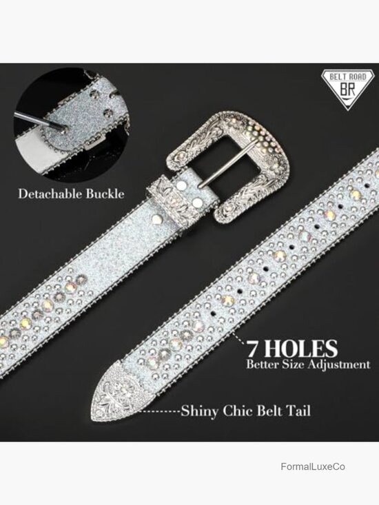 Rhinestone Buckle Belt with Sequins